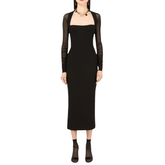 DOLCE & GABBANA Tulle-Detail Midi Dress - Picture 1 of 5